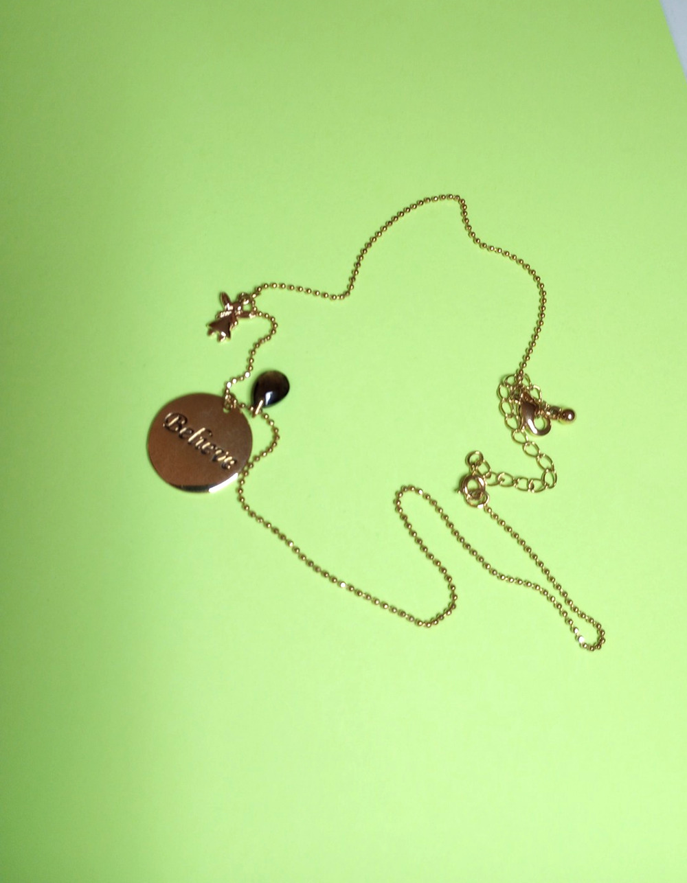 Avon Inspirational Believe Pendant Necklace Gold Tone Angel 2007